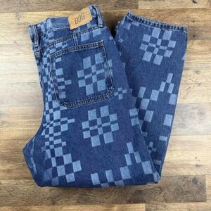 BDG Bow Fit Jeans Checkerboard Print Inseam 36x34 Cotton